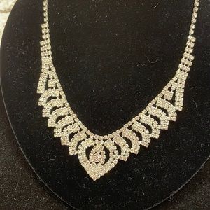 Beautiful crystal rhinestone necklace and fluid band bracelet set